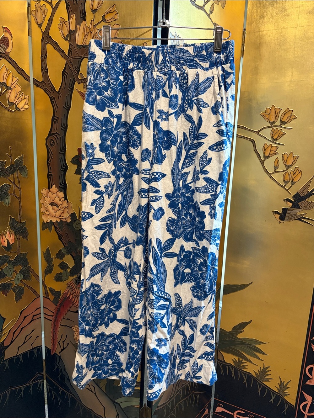 Christian Siriano - Blue Floral Wide-Leg Women’s Pants